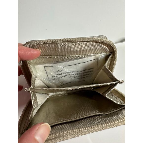 NWT champagne light gold Kipling small zip-around bi-fold compartment wallet - Picture 4 of 7
